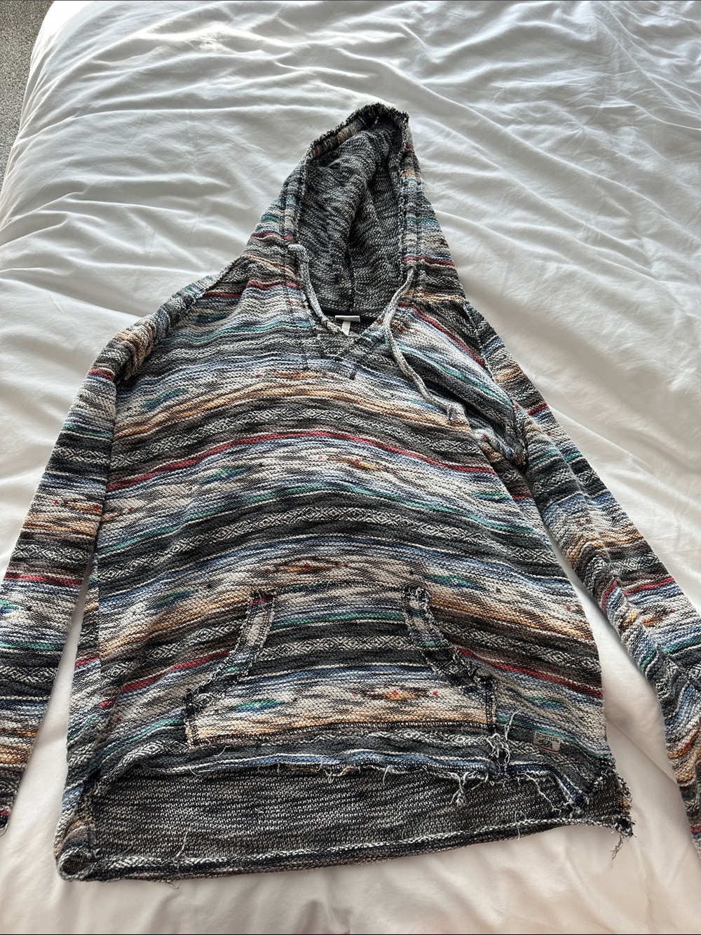 Multicolor Striped Knit Hoodie for Women